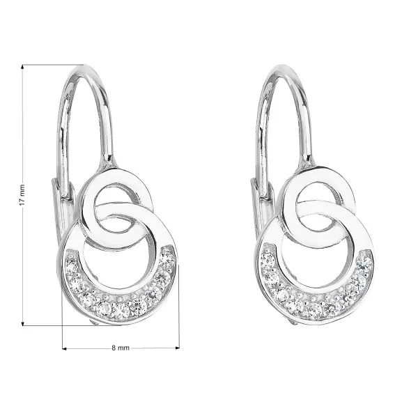 Stříbrné náušnice visací se zirkonem v bílé barvě 11180.1