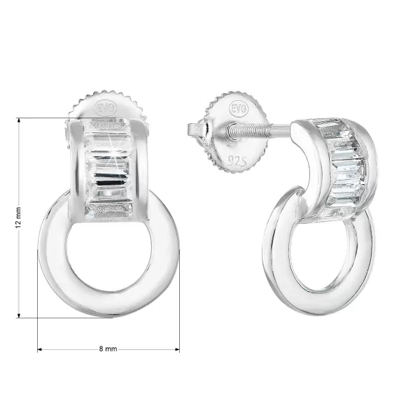 Stříbrné náušnice visací se zirkonem v bílé barvě 11257.1