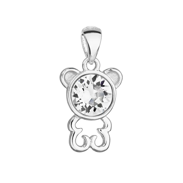 Stříbrný přívěsek s krystalem Swarovski bílý medvídek 34229.1