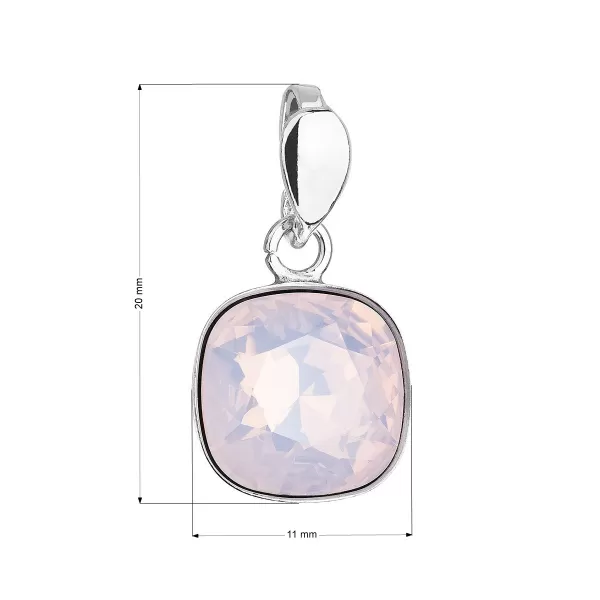 Stříbrný přívěsek s krystalem Swarovski růžový čtverec 34224.7