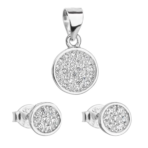 Sada šperků se zirkonem v bílé barvě náušnice a přívěsek 19020.1