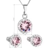 Sada šperků s krystaly Swarovski náušnice, řetízek a přívěsek růžové kulaté 39352.3 light rose