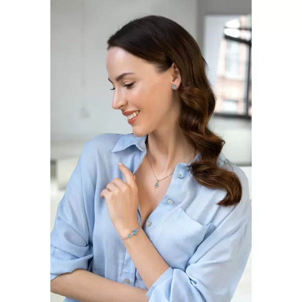 Sada šperků s krystaly Swarovski náušnice,řetízek a přívěsek modrá kytička 39172.3