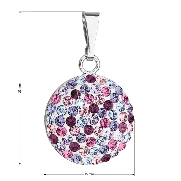 Stříbrný přívěsek s krystaly Swarovski mix fialové kulatý 34225.3