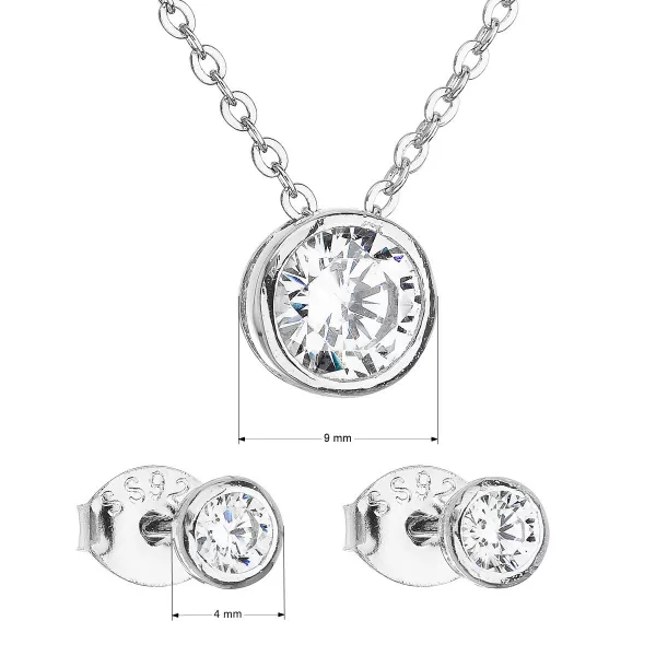 Sada šperků se zirkonem v bílé barvě náušnice a náhrdelník 19007.1