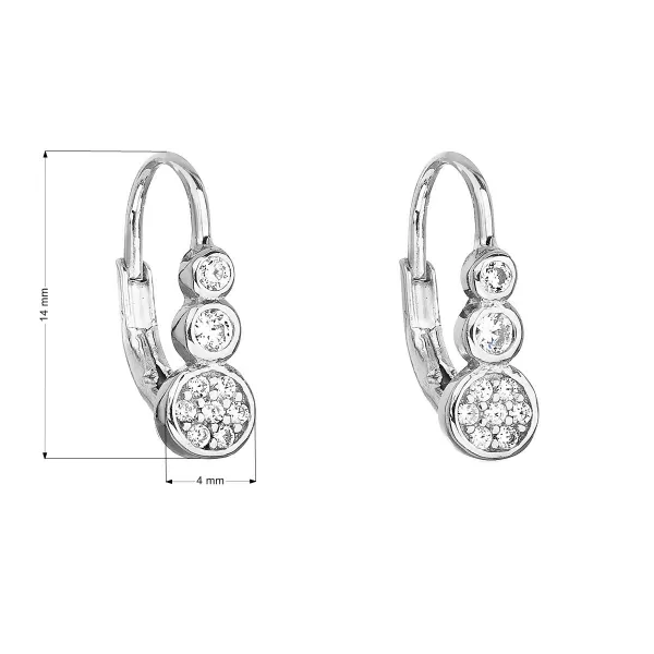 Stříbrné náušnice visací se zirkonem v bílé barvě 11179.1
