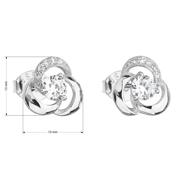 Stříbrné náušnice pecka se zirkonem v bílé barvě 11006.1