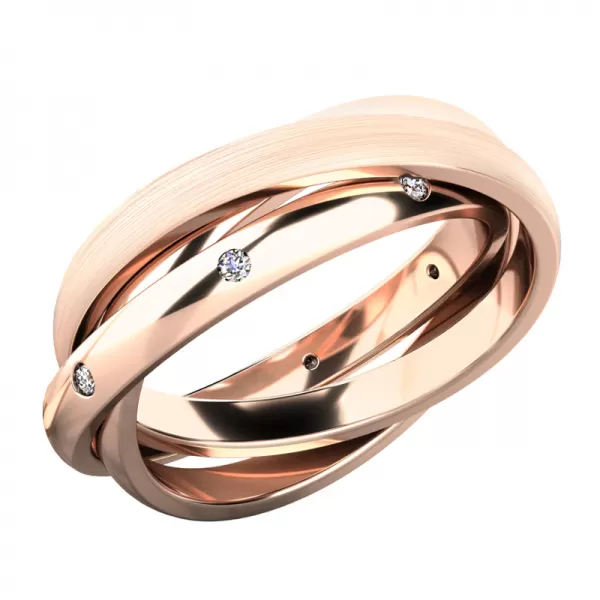 Prsten - tři kroužky s diamanty 61075-DIA