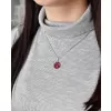 Stříbrný přívěsek s krystaly Swarovski červený kulatý 34225.3 cherry