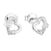 Stříbrné náušnice pecka se zirkonem bílé srdce 11051.1