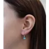 Stříbrné náušnice visací s krystaly modré kulaté 31112.3 light turquoise