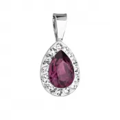 Stříbrný přívěsek s krystaly Swarovski fialová slza 34252.3