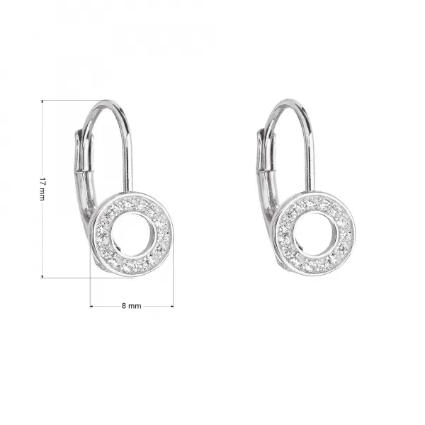 Stříbrné náušnice visací se zirkonem v bílé barvě 11184.1