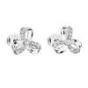 Stříbrné náušnice pecka se zirkonem bílá mašlička 11095.1