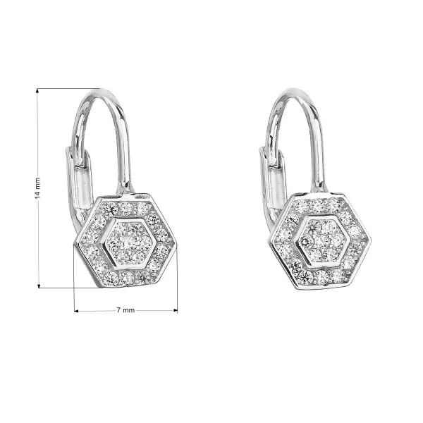 Stříbrné náušnice visací se zirkonem v bílé barvě 11213.1