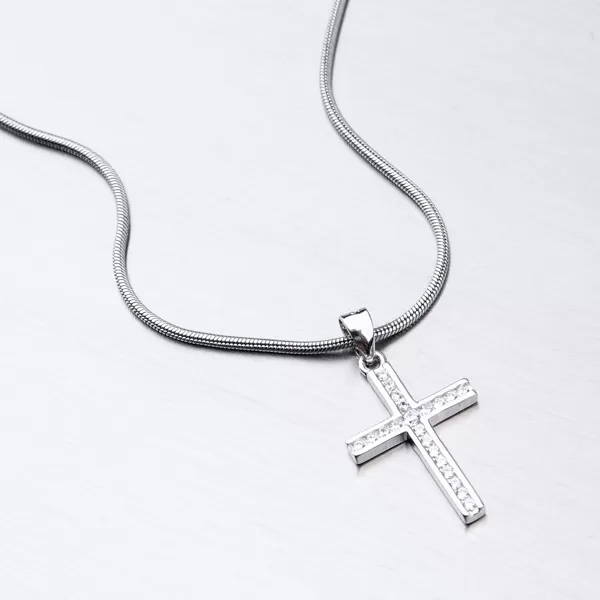 Dámský přívěsek stříbro 925 zirkon křížek HST-13457