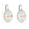 Stříbrné náušnice visací s krystaly Swarovski bílý ovál 31275.4 light grey delite
