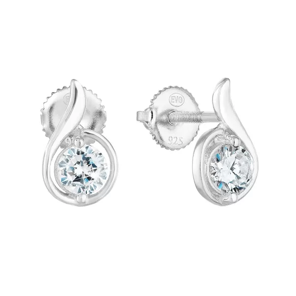 Stříbrné náušnice pecka se zirkonem v bilé barvě 11256.1