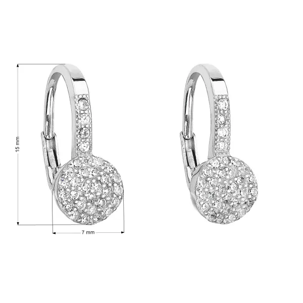 Stříbrné náušnice visací se zirkonem v bílé barvě 11203.1