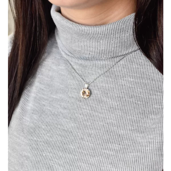 Stříbrný přívěsek s krystaly Swarovski hnědý kulatý-rivoli 34112.3