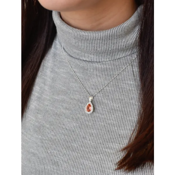Stříbrný přívěsek s krystaly Swarovski oranžová slza 34252.3