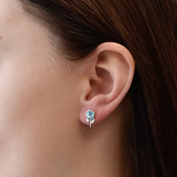 Sada šperků s krystaly Swarovski náušnice,řetízek a přívěsek modrá kytička 39172.3