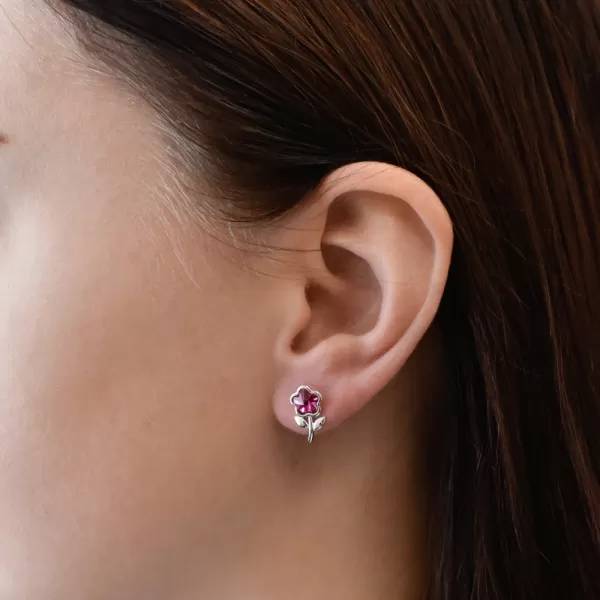 Sada šperků s krystaly Swarovski náušnice,řetízek a přívěsek růžová kytička 39172.3 fuchsia