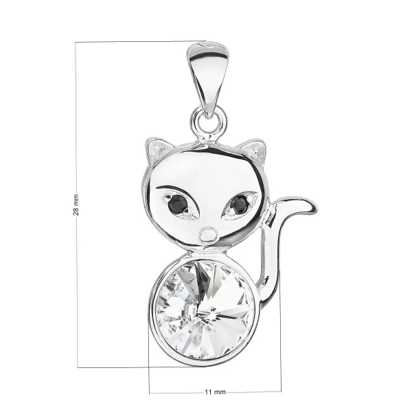 Stříbrný přívěsek s krystalem Swarovski bílá kočka 34235.1