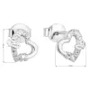 Stříbrné náušnice pecka se zirkonem bílé srdce 11051.1