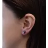 Stříbrné náušnice pecka s krystaly Swarovski fialové kulaté 31336.3 dark amethyst