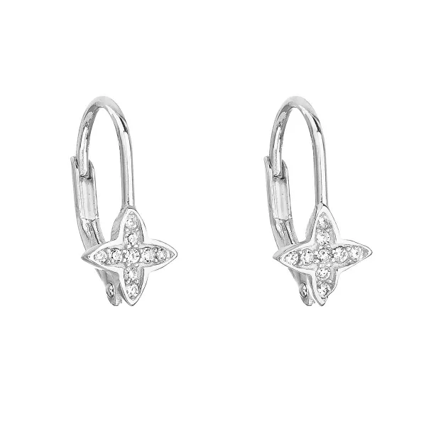 Stříbrné náušnice visací se zirkonem bílá hvězdička 11208.1