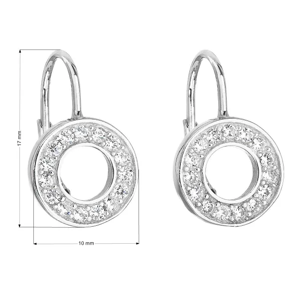 Stříbrné náušnice visací se zirkonem v bílé barvě 11184.1