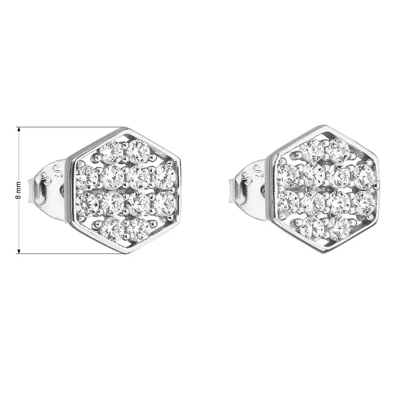 Stříbrné náušnice pecka se zirkonem v bílé barvě 11126.1