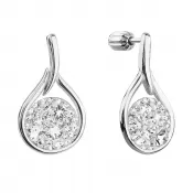 Stříbrné visací náušnice kapky se Swarovski krystaly 31305.1 bílé