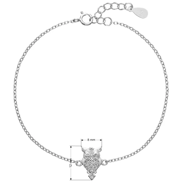 Stříbrný náramek se zirkony sovička 13015.1