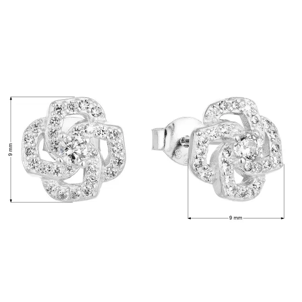 Stříbrné náušnice pecka se zirkonem bílá kytička 11055.1