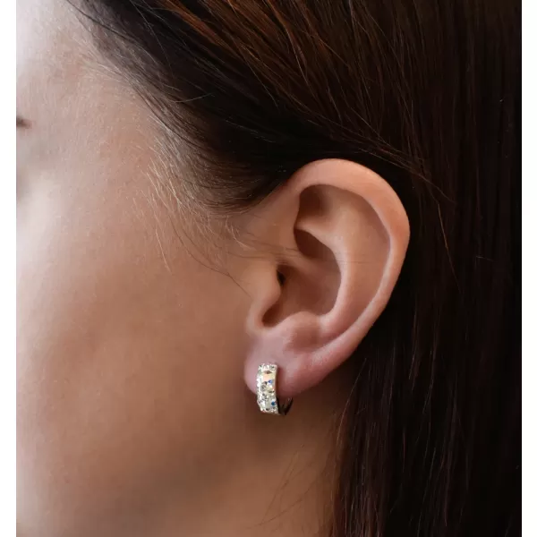 Stříbrné náušnice visací s krystaly Swarovski ab efekt půlkruh 31123.2