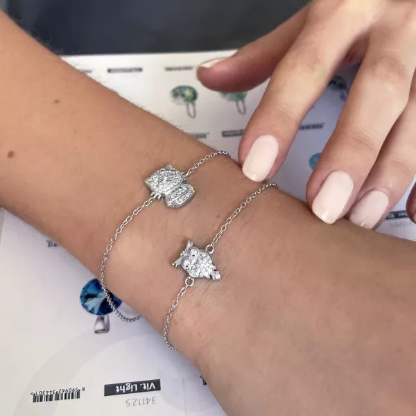 Stříbrný náramek se zirkony sovička 13015.1