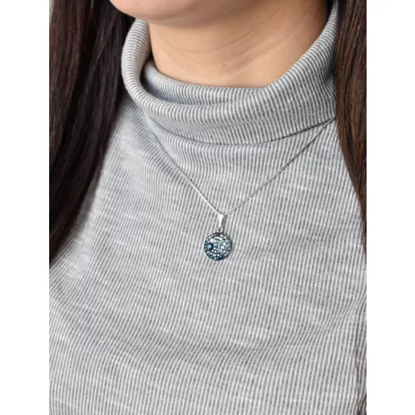 Stříbrný přívěsek s krystaly Swarovski modrý kulatý 34225.3 blue style