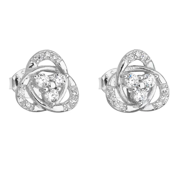 Stříbrné náušnice pecka se zirkonem v bílé barvě 11099.1