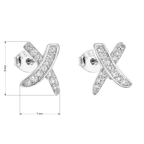 Stříbrné náušnice pecka se zirkonem v bílé barvě 11082.1