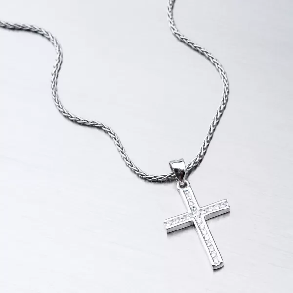 Dámský přívěsek stříbro 925 zirkon křížek HST-13457