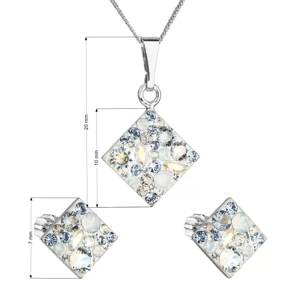 Sada šperků s krystaly Swarovski náušnice a přívěsek mix barev kosočtverec 39126.3 light sapphire