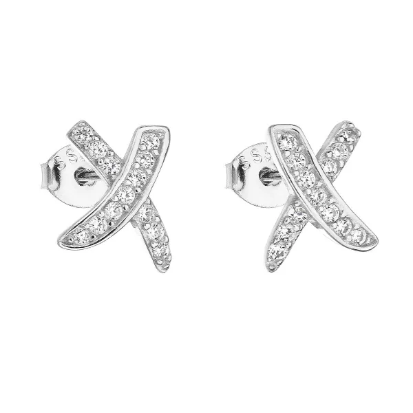 Stříbrné náušnice pecka se zirkonem v bílé barvě 11082.1
