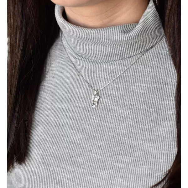 Stříbrný přívěsek s krystalem Swarovski bílý medvídek 34229.1