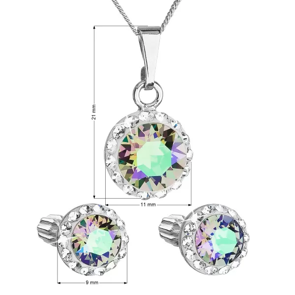 Sada šperků s krystaly Swarovski náušnice,řetízek a přívěsek zelené fialové kulaté 39352.5 paradise shine