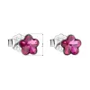 Stříbrné náušnice pecka s krystaly Swarovski růžová kytička 31080.3 fuchsia