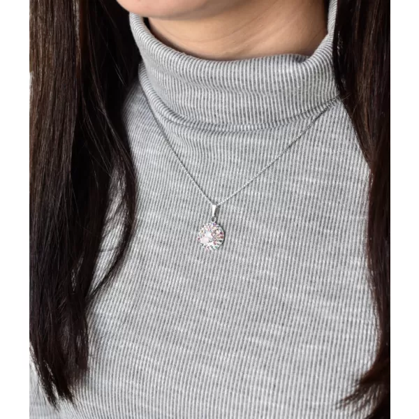 Stříbrný přívěsek s krystaly Swarovski mix barev kulatý 34225.3 magic rose