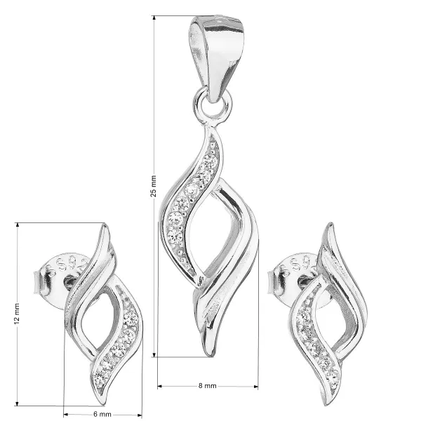 Sada šperků se zirkonem v bílé barvě náušnice a přívěsek 19013.1