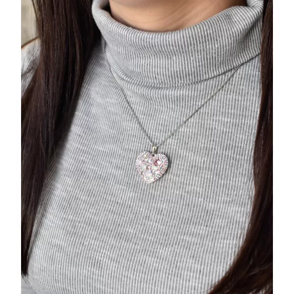 Stříbrný přívěsek s krystaly Swarovski mix barev srdce 34243.3 magic rose